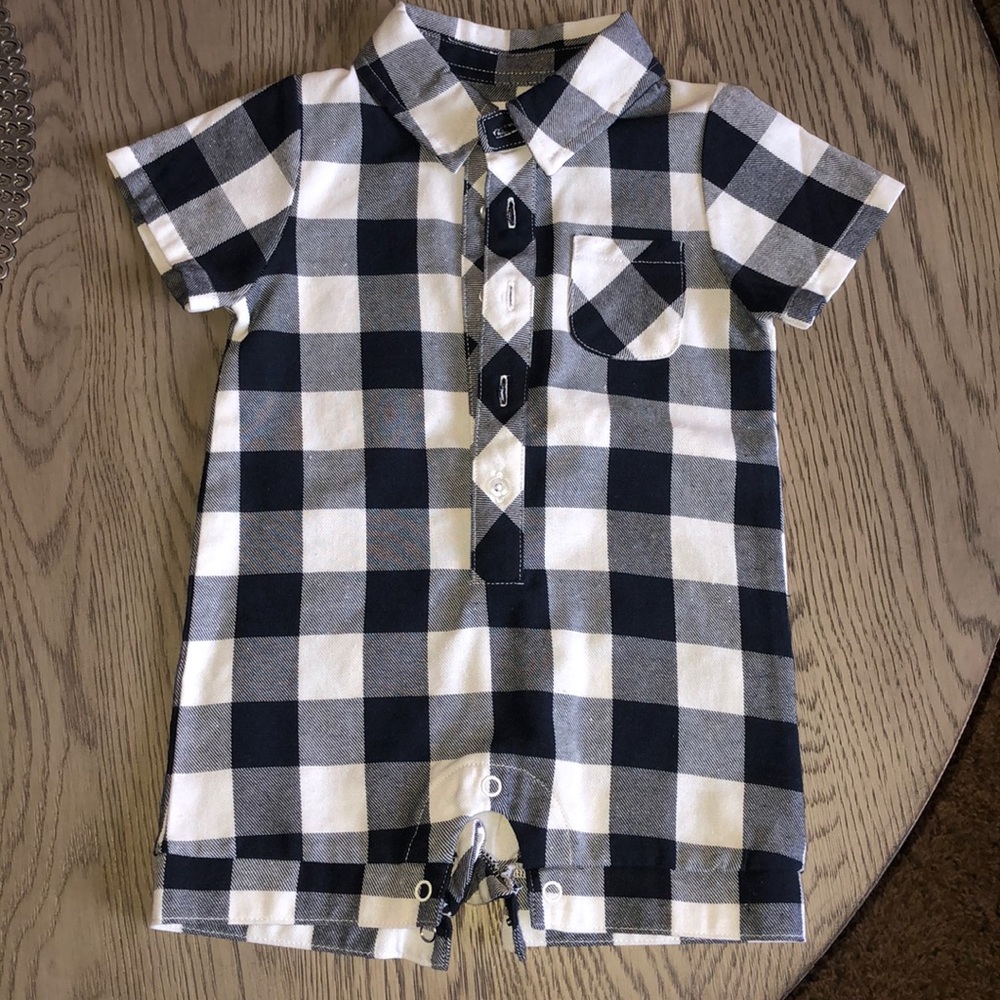 Mud pie navy blue and white romper